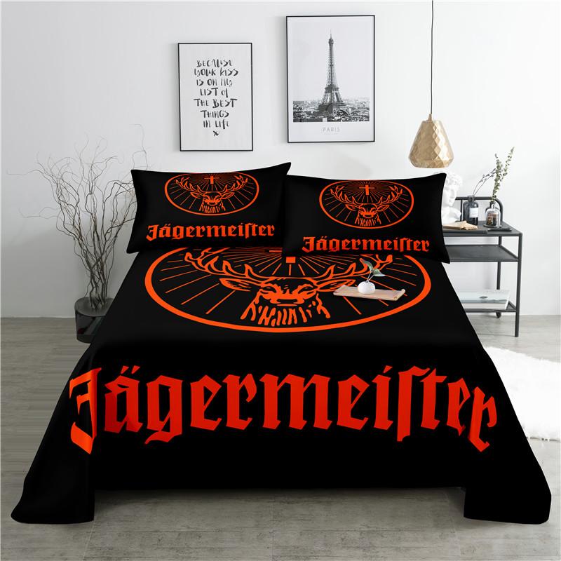 Комплект постельного белья с рисунком волков 0,9/1,2/1,5/1,8/2,0 м, полиэстеровая простыня с принтом и наволочкой