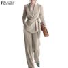 Women Casual Cardigan Blouse and Wide Leg Pants Loose Two Piece Suit Set