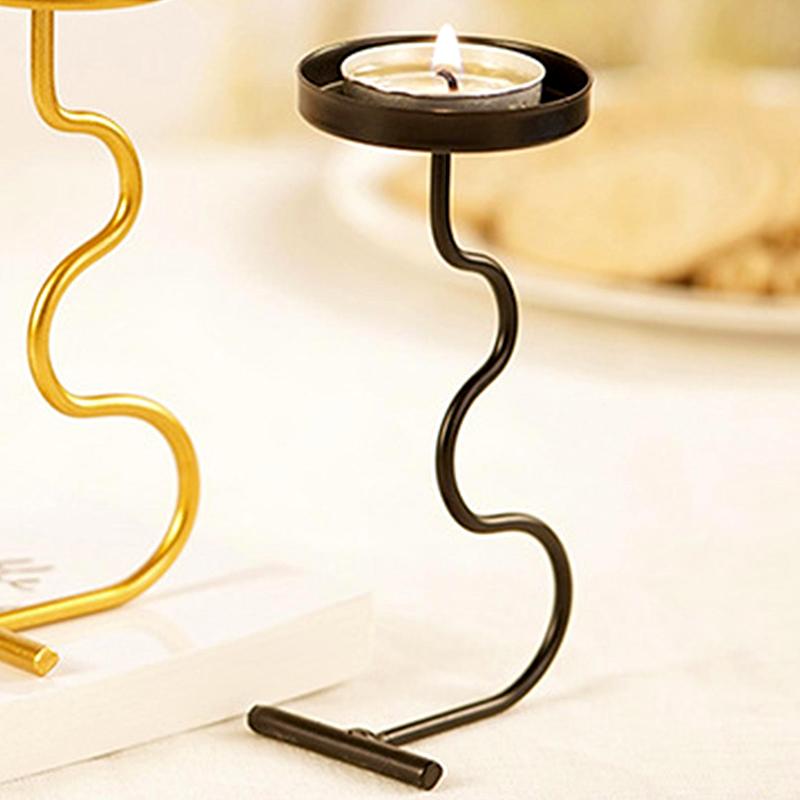 Iron Art Solid Color Desktop Candle Holder Unique Handicrafts Ornaments Gift Living Room Candlestick Decorative Home Decoration