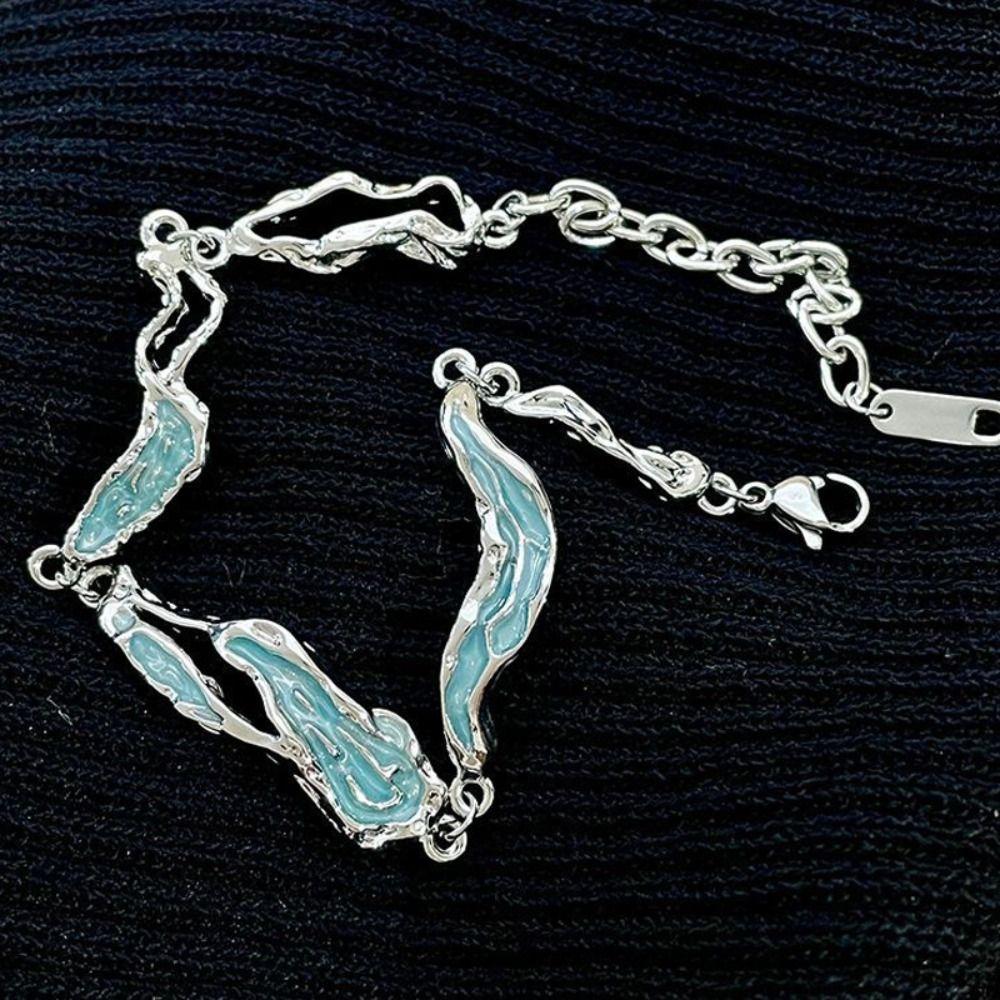 Irregular Wave Bracelet Light Blue Hand Chain Minimalist Bracelet Lovers