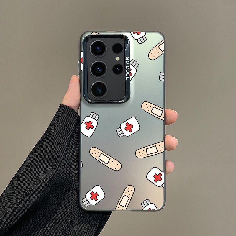 Чехол Для Samsung A56 A36 A26 A24 A16 A14 A12 A32 A50 A70 A22 A34 A54 A52 5G A06 4G Серебристый IMD Чехол Медсестра Медицина Здоровье Сердце