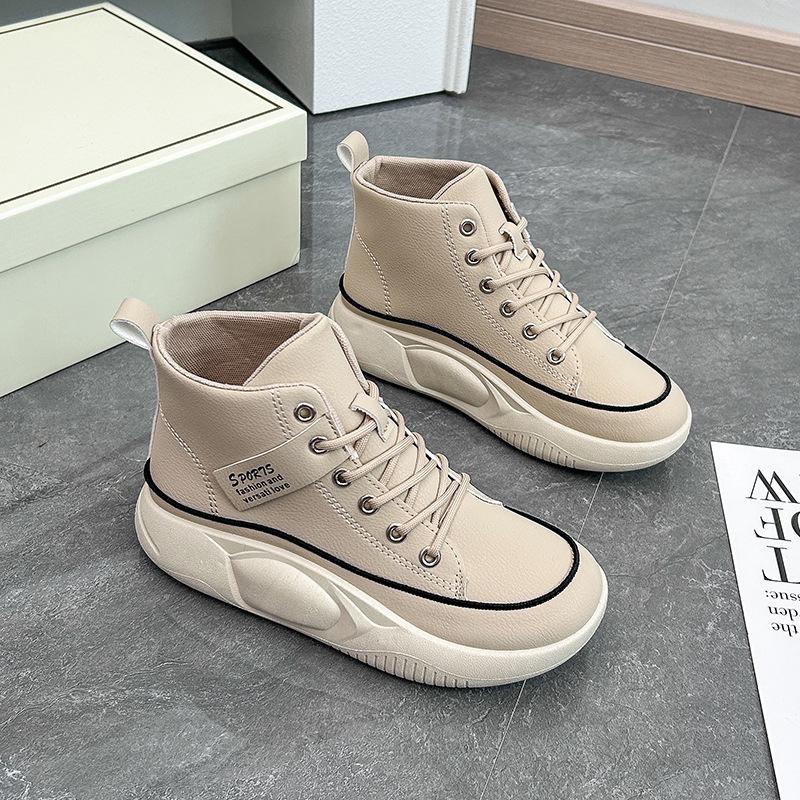 Fall High Top White Shoes New Korean Style Ins Women's Platform Height Increasing Sports Board Shoes Casual T313