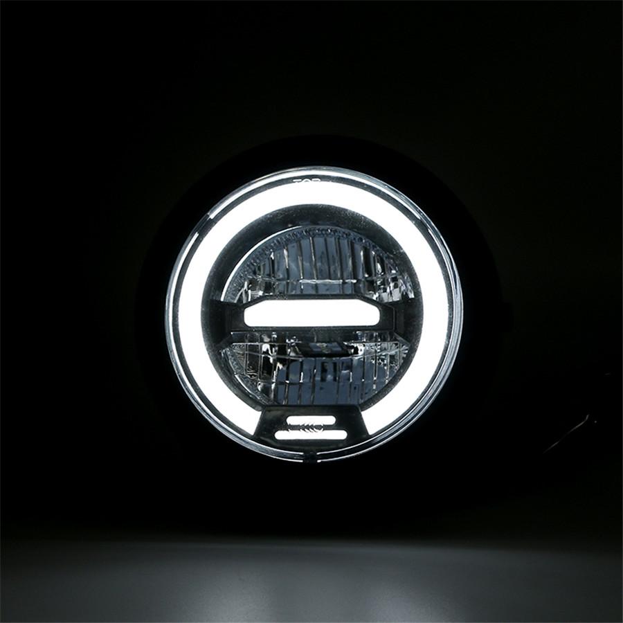 Универсальная ретро мотоциклетная светодиодная фара дневного света белого цвета с ангельским глазом