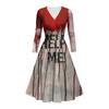 Women's Fashion V Neck Ruffle Long Sleeve Halloween Print Slim Fit Gown Casual Dress