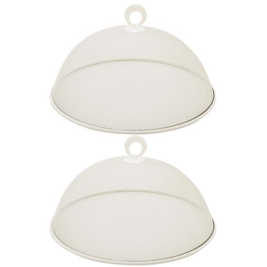 2 шт. Крышка для еды Сверхпрочная Нержавеющая сталь Мелкая сетка Портативная ручка Круглая Пылезащитная Многофункциональная Стол Улица Пикник