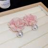 High-quality Camellia Pearl Earrings Senior Pearl Pendientes New Pink Large Flower Earrings  Women