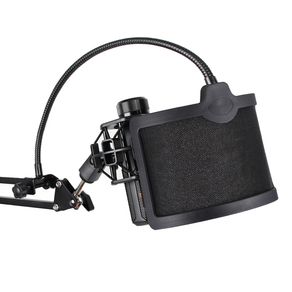 U-образный поп-фильтр с гибким держателем, акустический фильтр, сетка от шума ветра для микрофона, ветрозащита