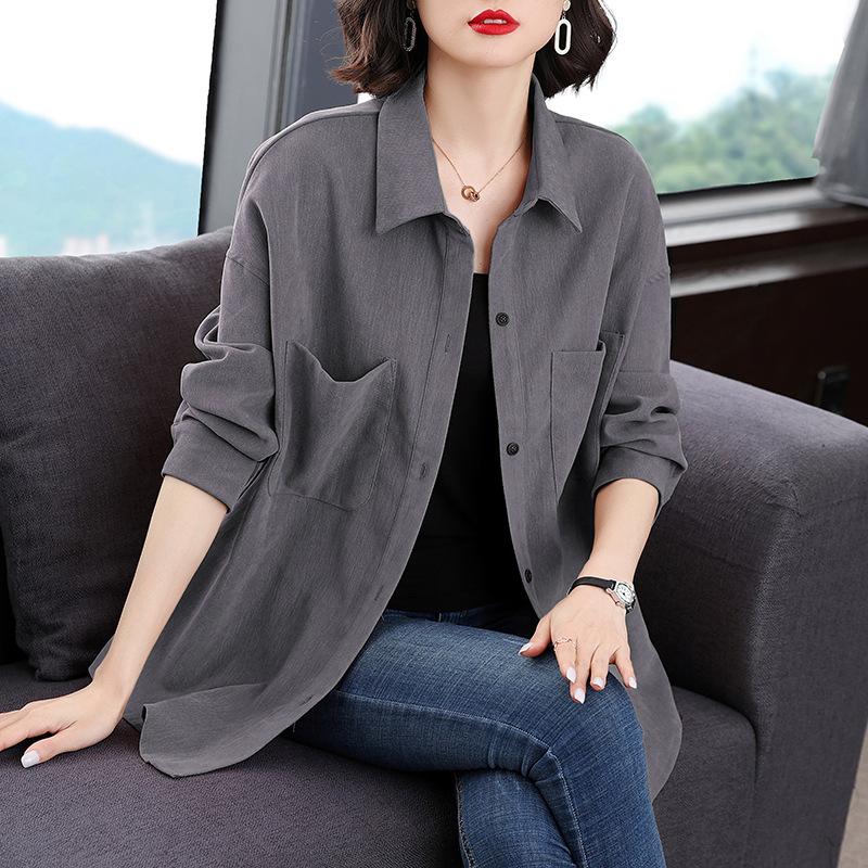 Elegant Ladies Shirts Mom Temperament Casual Petite Shirt Women's Fall Large Size Loose Foreign-style Fashion Shirt Blouse Personalized Clothes