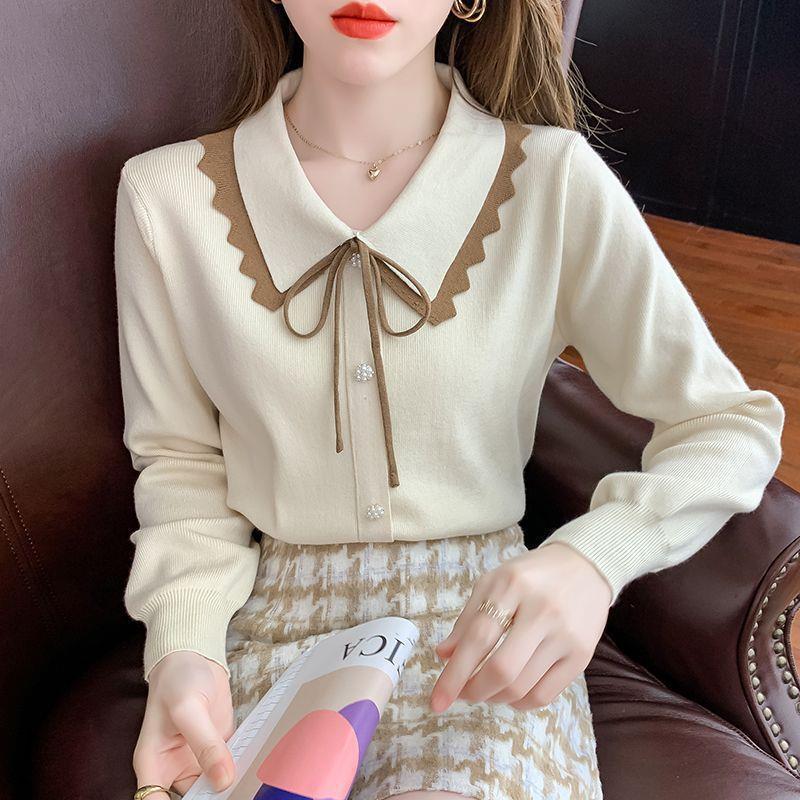 Undercover Женский осенне-зимний кукольный воротник-бантик вязаный свитер модный свитер