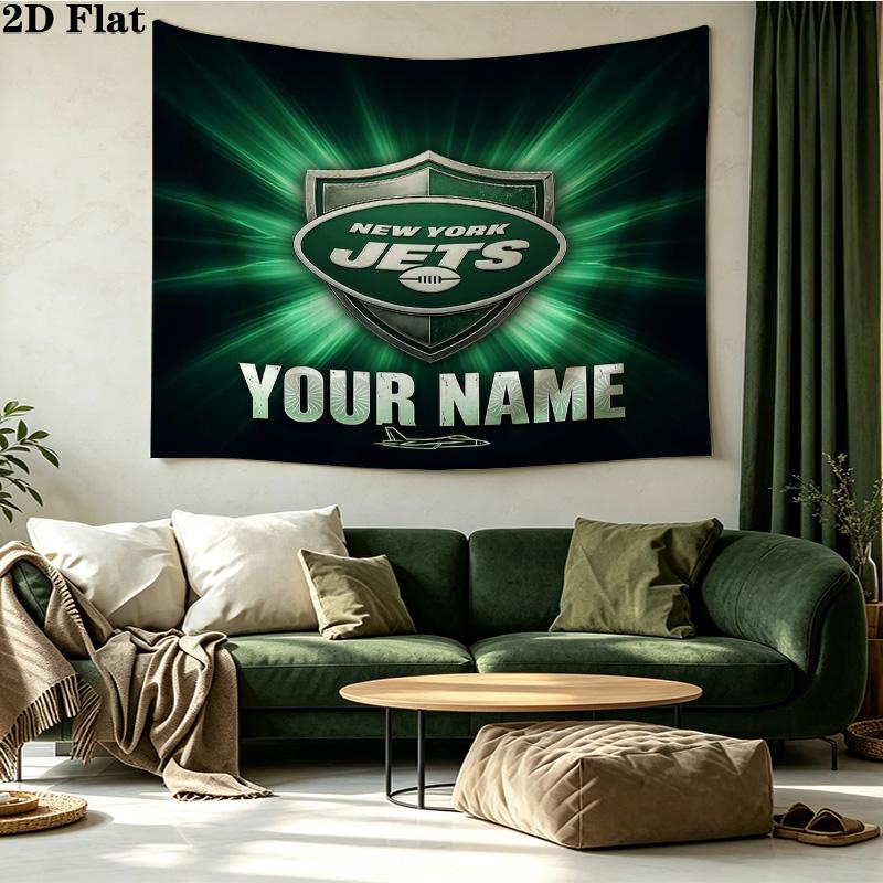 Custom Name New York Jets Printed Tapestry – Wall Hanging for Bedrooms, Dorms, and Home Decor