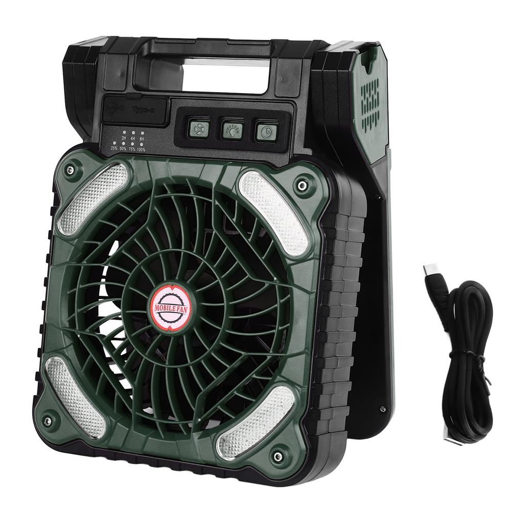 Solar Fan 5200MAH Type C Charging 4 Speed Adjustable Brushless Motor 4.5m/s Low Noise LED Timer
