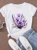 (Asian Size) Flower Trend Cute Style 90s Women Short Sleeve Fashion Clothing Casual Tshirt Female Print Lady Tee Top Graphic T-shirts