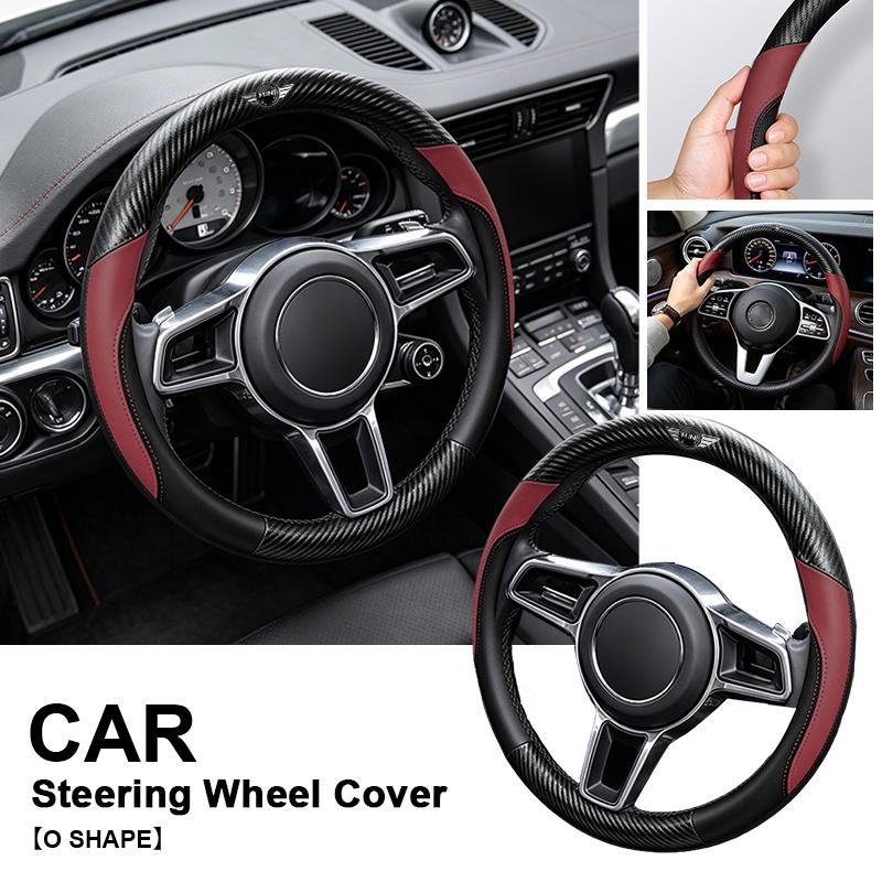 Car Carbon Fiber Texture PU Leather Car Steering Wheel Cover For BMW Mini Cooper R50 R53 R55 R56 R60 R61 F54 F55 F56 Stickcer pd2