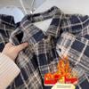 Ретро клетчатая рубашка на флисовой подкладке: Уютный, Повседневный, Свободный крой для Осени и Зимы