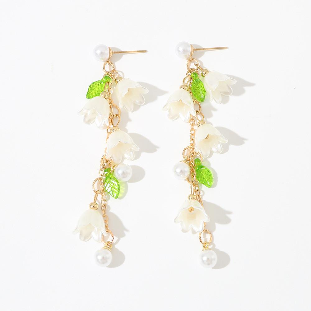 Цветочные серьги-подвески с кисточками из смолы для женщин с жемчужными акцентами на осень