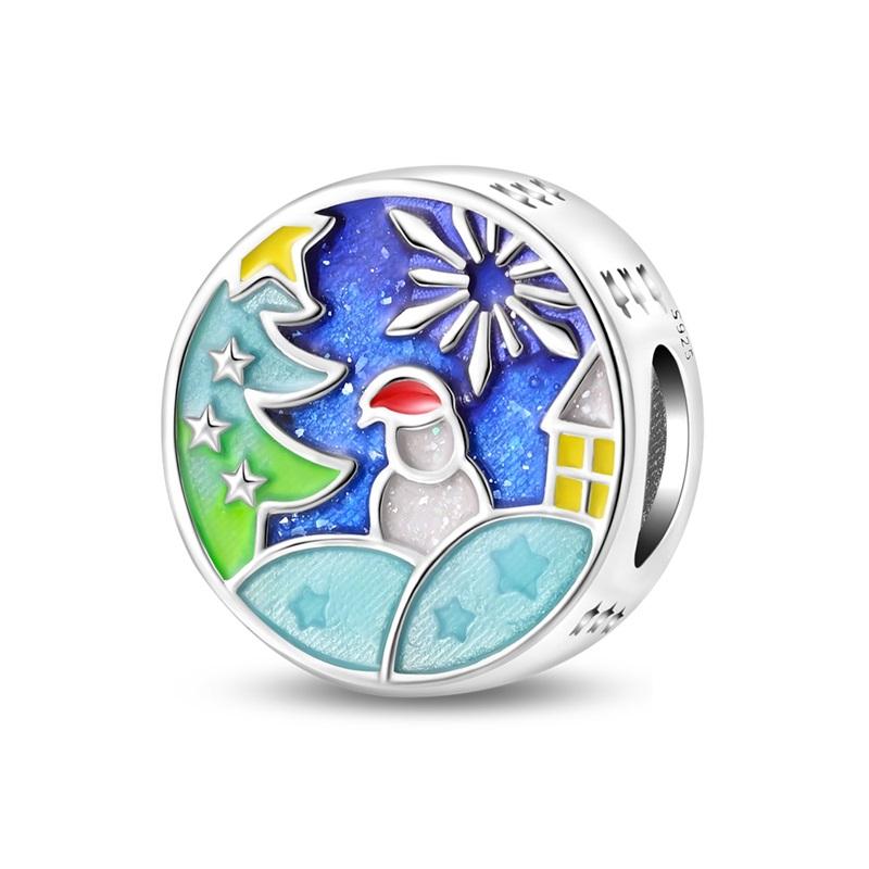 Зимний Медный Санта Снеговик Рождественская Елка Вращающаяся Снежинка Подходит Оригинальные Аксессуары для Браслета Рождественский Праздничный Подарок