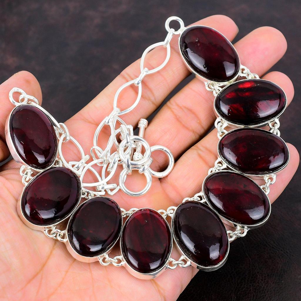 Ожерелье из лабрадорита Red Fire Ювелирные изделия ручной работы Ожерелье из стерлингового серебра 925 пробы Дизайнерские украшения из драгоценных камней Регулируемая цепочка Ожерелье Подарок для мамы