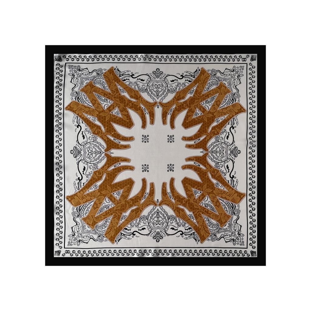 Black And White Simple Cashew Flower Square Scarf Silk Scarf Women'S Ethnic Style Waist Scarf Small Square Scarf Decoration High-End Waist Scarf Scarf