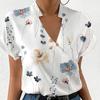 Женская летняя свободная блузка с принтом и V-образным вырезом