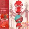 Ancient-Style Wedding Lantern with Fu Character: Tea Ceremony & Waterfall Scene Decoration