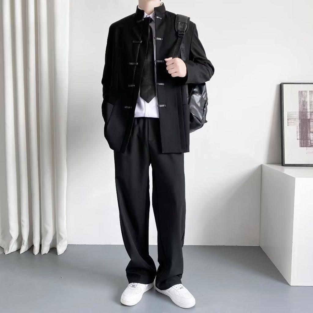 Chinese Style Stand Collar Suit Jacket Men's Casual Suit Tunic Suit