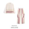 Kaslead New Women Clothes Western Style Fashion Contrast Color Stripe Shirts Trousers 8046220 8050222