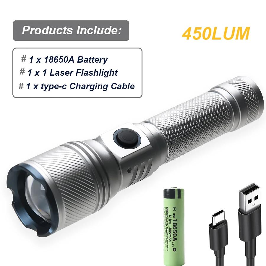 Most Powerful 500W Flashlight Ultra Bright Long Shot Torch Rechargeable LED Zoom Flashlight Outdoor Emergency Camping Torch