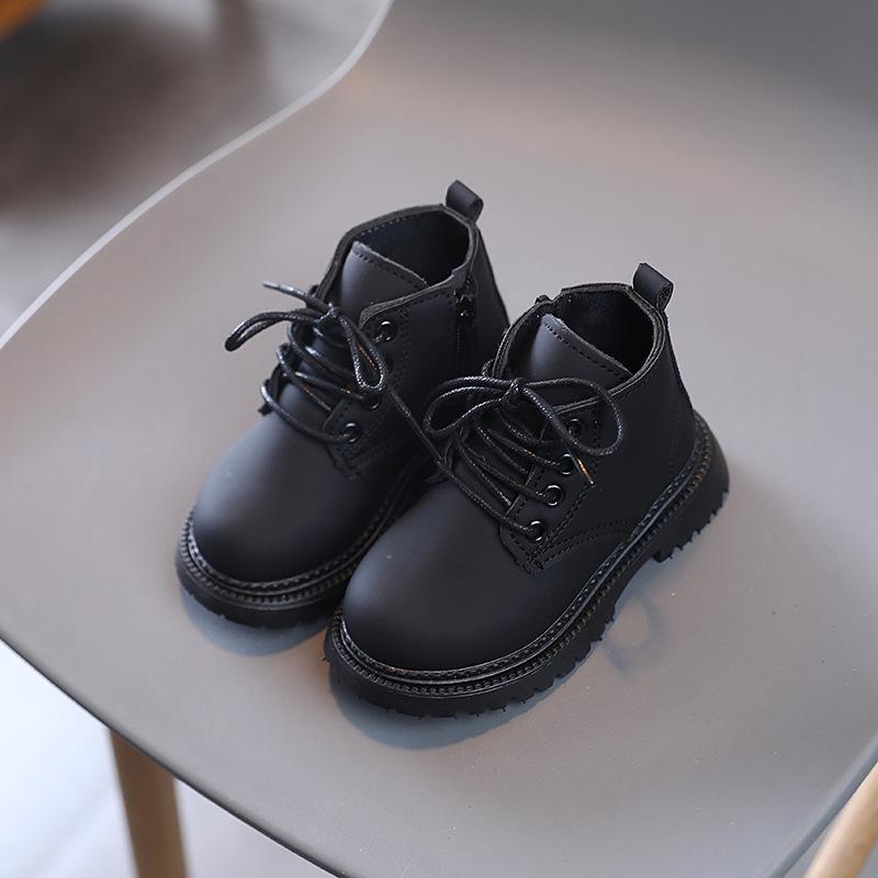 2024 Children's Autumn Boots Solid Color Winter Plush Girl Snow Boots Warm Fashion Kids Ankle Cotton Boots Boys Versatile Causal