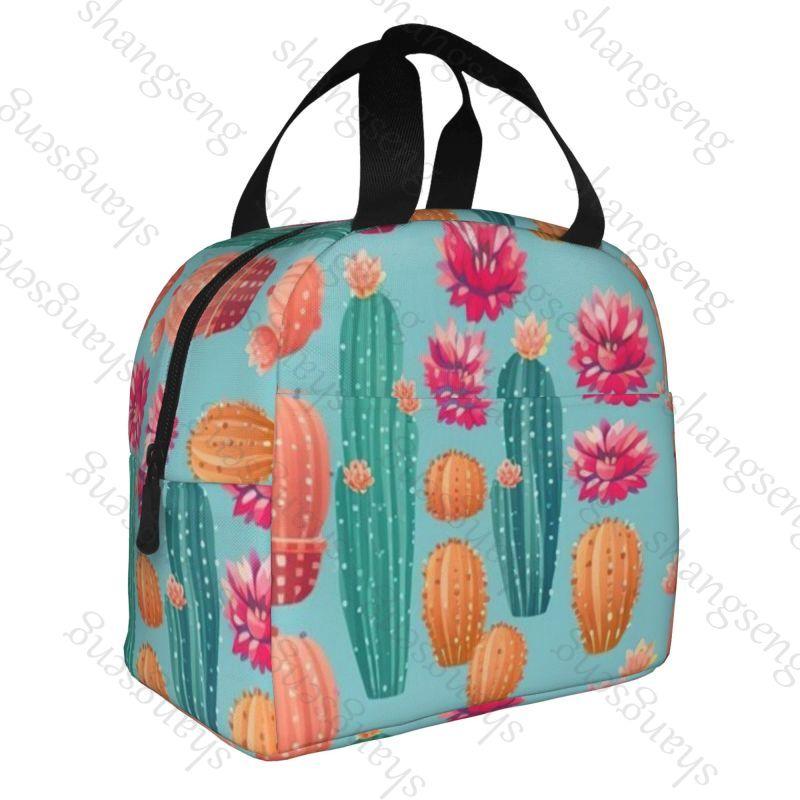 Cartoon cactus Lunch Bag Insulation Bento Pack Aluminum Foil Rice Bag Meal Pack Ice Pack Student Bento Lunch Handbag