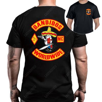 Футболка Banddidos Motorcycle Club O Collar для мужчин 2024 года, высококачественный хлопок, черная футболка, летний модный уличный топ с короткими рукавами