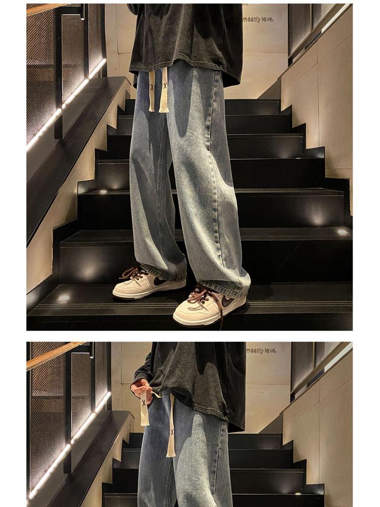 Мужские джинсы American Retro Wide-Leg — модные, свободные, прямого кроя для весны и осени