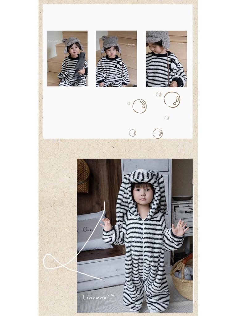 88291 Детский зимний полосатый комбинезон и 25 новых детских теплых комплектов из кораллового флиса размера Small/Medium