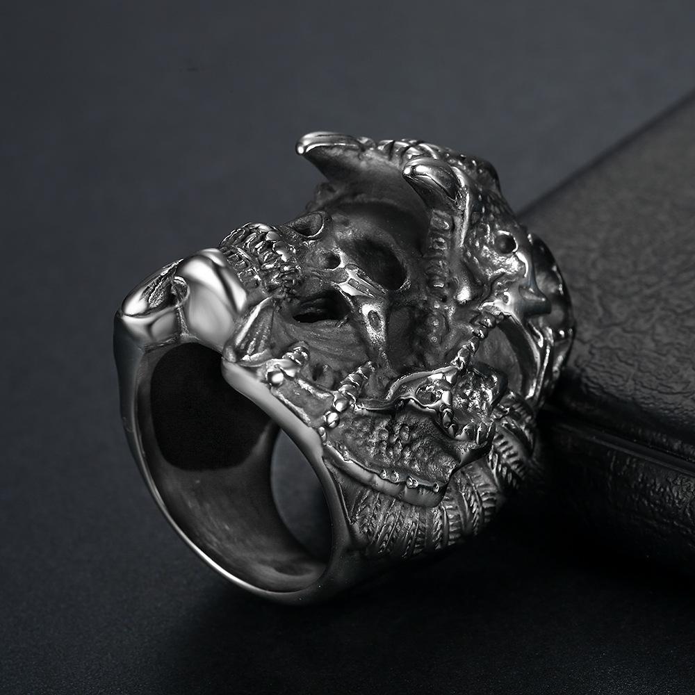 S925 Silver Ring Trendy Men's Northern Ghost Army Skull Men's Ring Series Skull Ring
