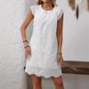 Женское летнее повседневное платье с короткими рукавами и свободным белым кружевом