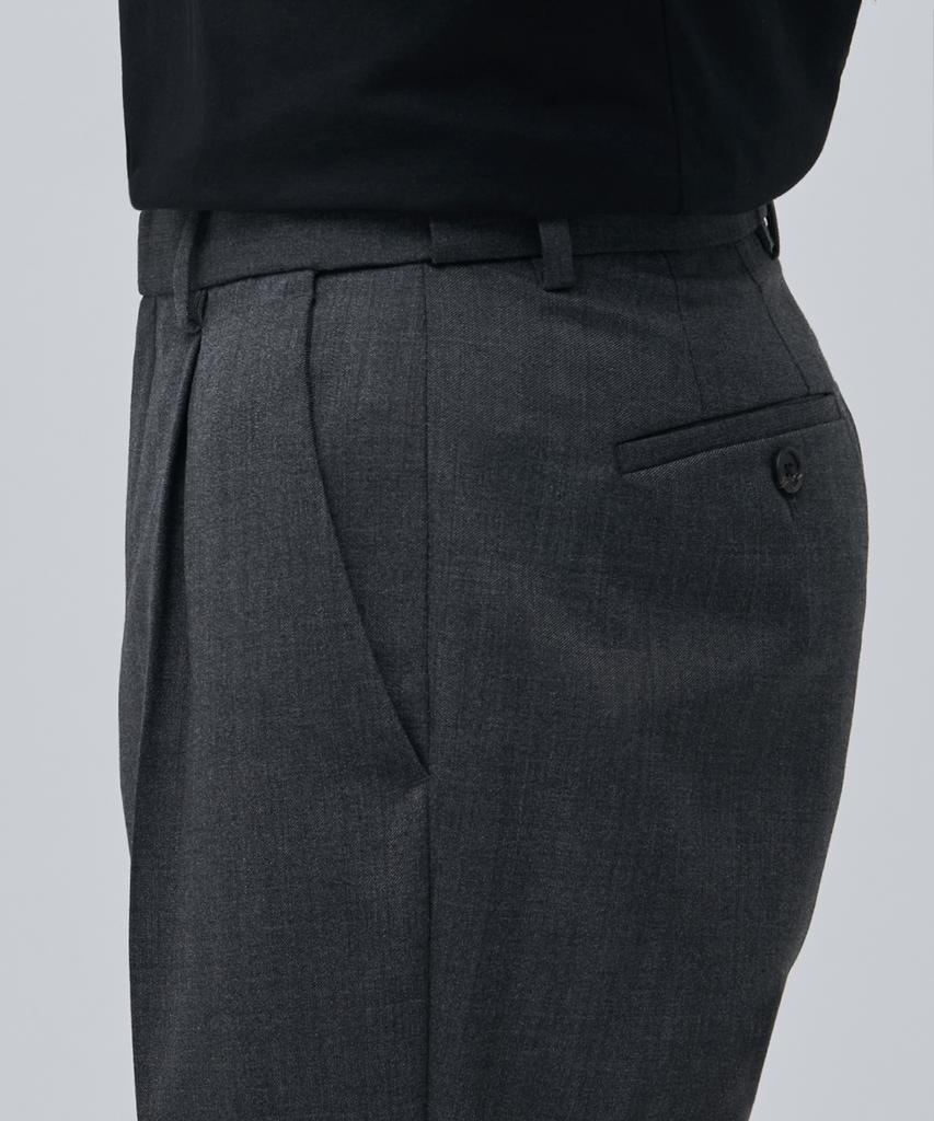 MUSINSA STANDARD Wool Blend Wide Hidden Banding Slacks [Medium Gray]