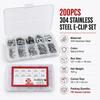 200pcs Bearing Type Retaining Ring Kit Stainless Steel E-Clip Kit Snap Ring Set  Bearing Maintenance