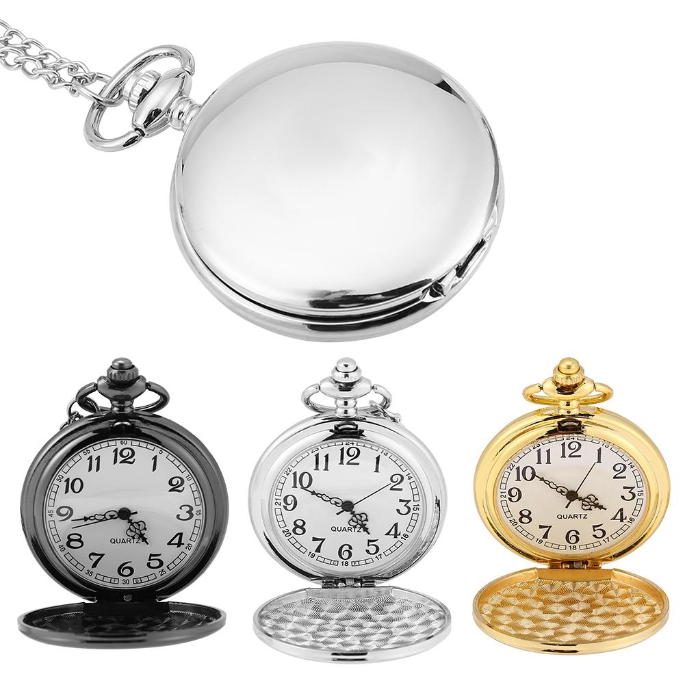 Кварцевые  Часы  Часы 3 Цвета Классические Кварцевые Аналоговые Гладкие Часы Кулон-Ожерелье с Цепочкой