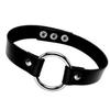 Black Leather Collar Ring Necklace 35 Cm