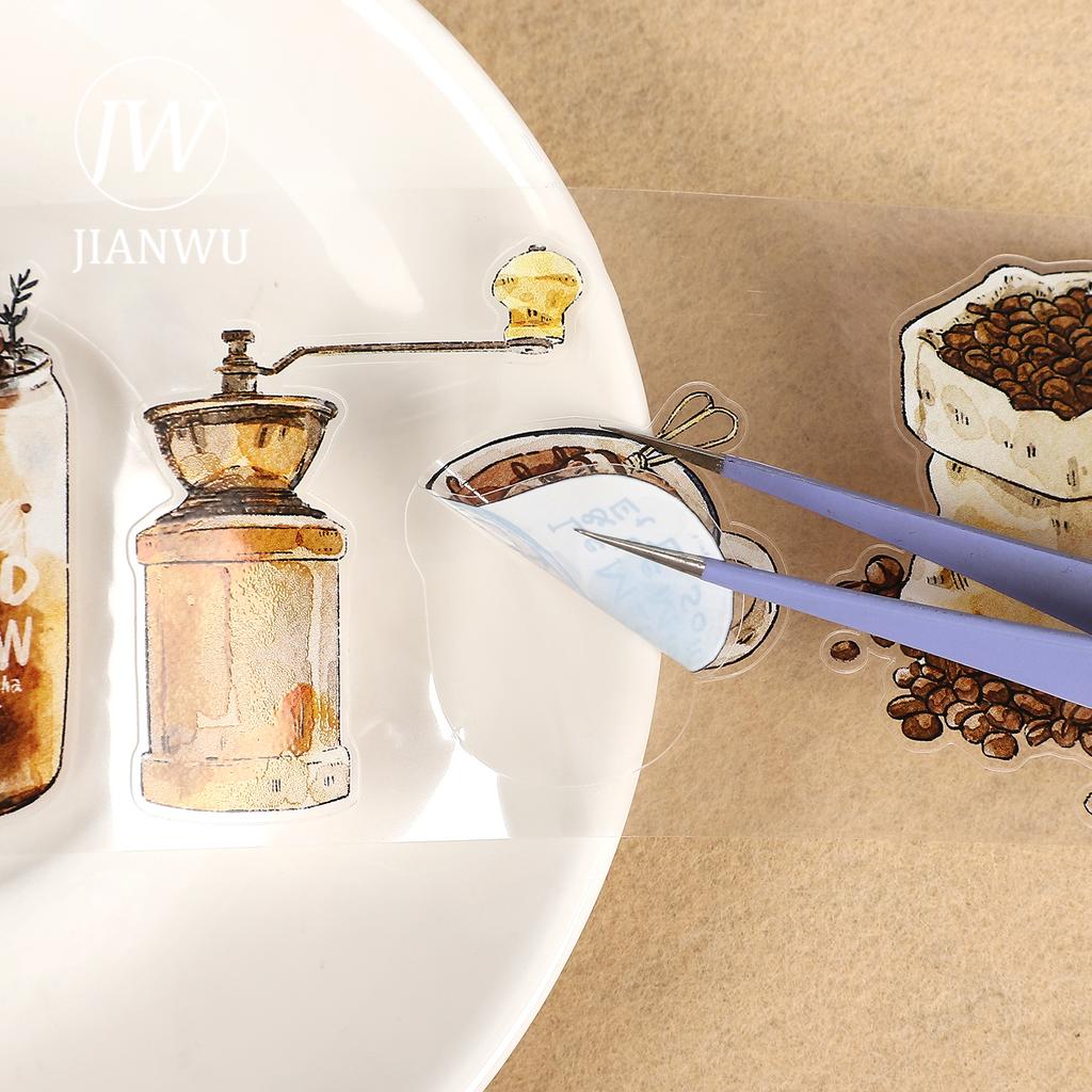 JIANWU 65mm*5m Vintage Coffee Time Landscape Material Collage Scrapbook PET Tape Creative DIY Journal Stationery