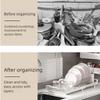 Extendable Dish Drying Rack Space Saving Large Capacity Draining Tray Hollow Design Dinnerware Organizer Utensil Storage Holder