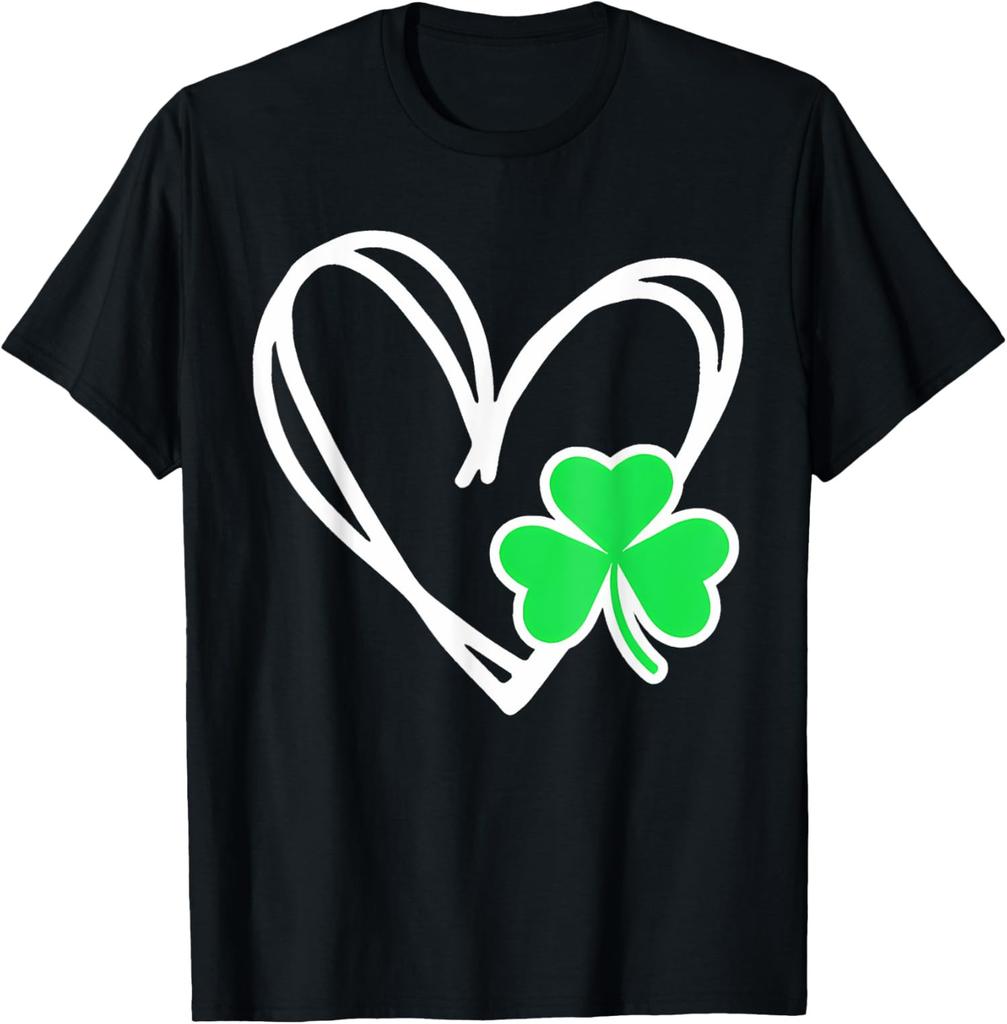 St Patricks Day Love With Heart And Shamrock Clover Unisex T-Shirt