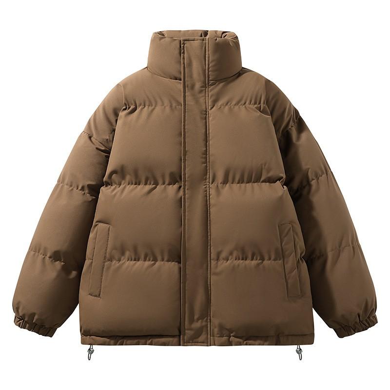 Mens Winter Thickened Cotton Padded Jacket Stand Collar Loose Fit Warm Outdoor Coat Youth