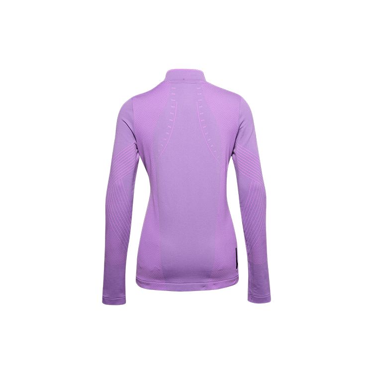 Under Armour Высокий воротник облегающий крой длинный рукав спортивный фитнес топ женские топы фиолетовый 1356361-568