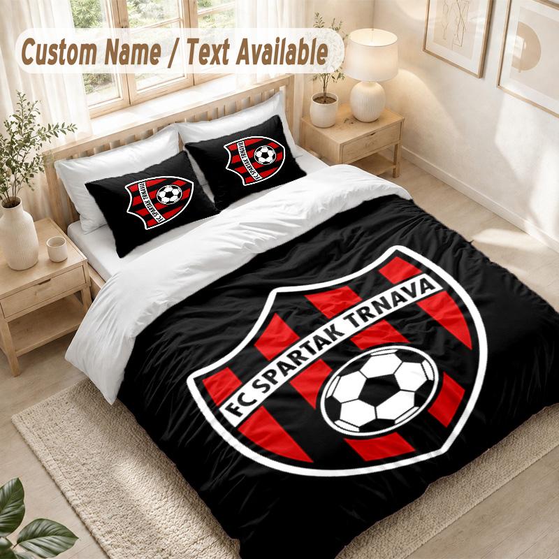 Spartak Trnava Bedding Set, 1 Duvet Cover & 2 Pillowcases Soft Comfortable Bedroom Home Textile Decor