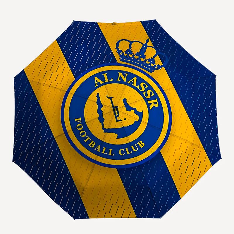 Al Nassr, Football Club Automatic Opening and Closing, 8 rib Structure Portable Umbrella, Suitable for Men and Women in All Seasons Perfect