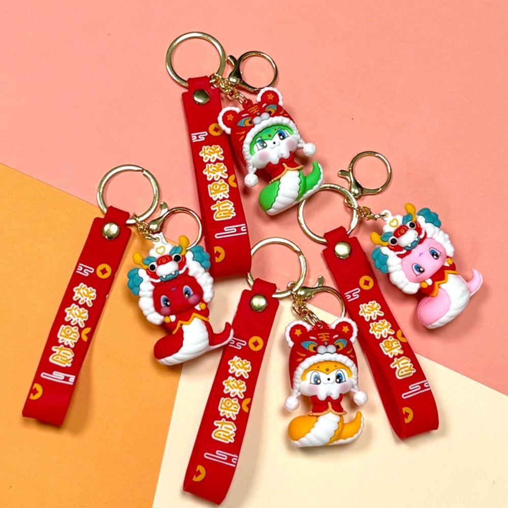 Good Lucky Snake Keychain Lion Dance Snake Key Ring Cute 2025 New Year Pendant Bag Charm