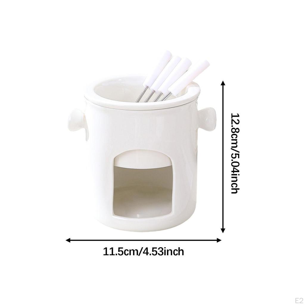 Chocolate Fondue Mug Pot Portable, Personal Cheese with Fork for Birthday Cozy Nights Gifts