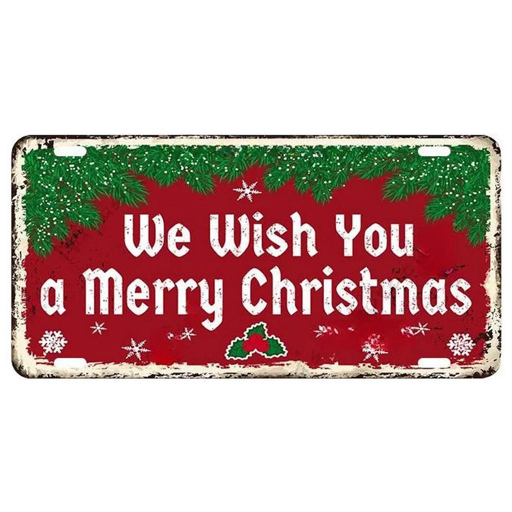 Christmas License Plate Metal Tin Signs for Wall Art Decoration Vintage Tags Metal Automotive Signs For Cafe Bar Club Garage Pub