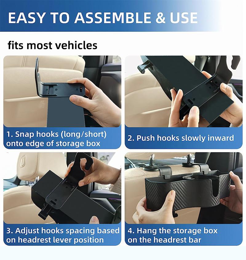 Car Backseat Headrest Organizer With Cup Holder Hook Food Drink Storage Rack Auto Seat Gap Filler Travel Accessories Gear