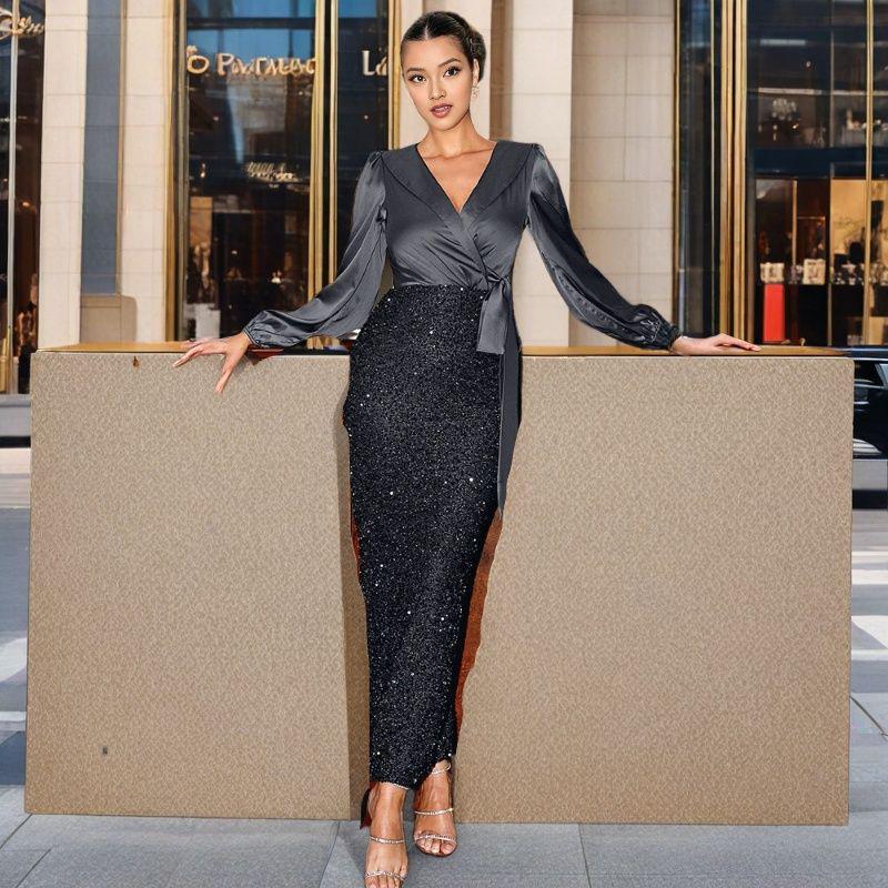 Элегантное женское вечернее платье без бретелек в европейском и американском стиле 2025 года